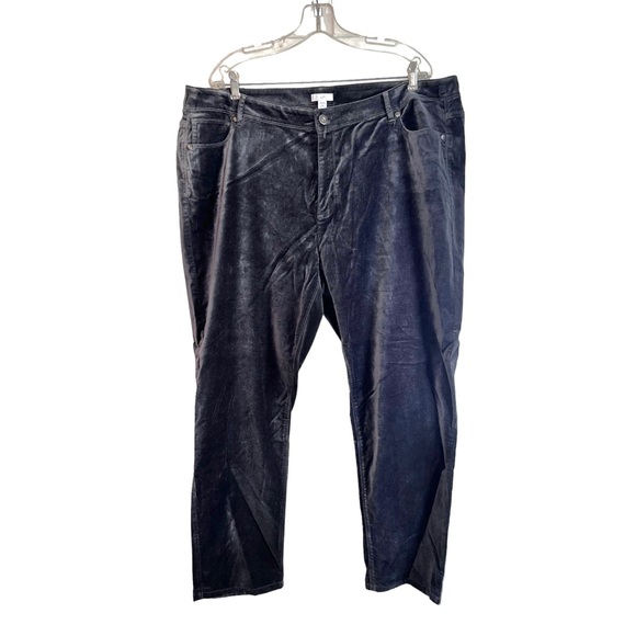 J.Jill Luxe Gray Velvet Stretch Jeans Size 22W High-Rise Slim-Leg Elastic Waist - Picture 1 of 4